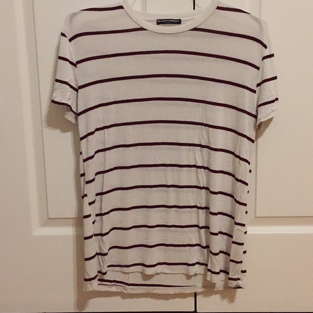 Brandy Melville Maroon Striped Tee